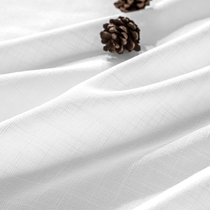 MIULEE White Linen Curtains 84 Inch Length 2 Panels - Image 2