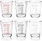 Shot Glasses Measuring Cup Set 6 Pack Espresso Shot Glasses Liquid Heavy Glass 26-Incremental Measurement 1 OZ, 2 TBS, 6 TSP, 30 ML Kitchen Tools