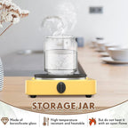 Irenare 16 Pcs 17 oz/ 500 ml Glass Canister Food Airtight Sealed Clear Borosilicate Glass Storage Jars with Lids Kitchen Spice Containers for Serving Coffee Sugar Tea Beans Candy Nuts Pantry (Wood)