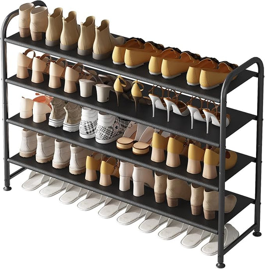 INGIORDAR Shoe Rack 4 Tier Long Storage Organizer Wide Metal Shoe Shelf by INGIORDAR