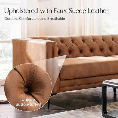 HULALA HOME 84" W Faux Leather Sofa Couch - Image 4