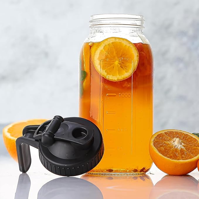 Cold Brew Maker with V-Spout, 2 Quart (64oz) Glass Pitcher with Lid, Easy Pour Breast Milk Pitcher for Iced Tea, Cold Brew Coffee, Milk and Water - Grey