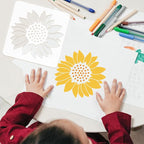 12PCS Large Flower Stencils for Painting on Wood 12 x 12 Inch Giant Wall Stencil with Brushes Large Pattern Floral Stencils Sunflower Paint Stencil for Walls Garden Fence Furniture