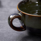 Set of 6 Vintage Design 12 oz Professional Barista Ceramic Latte Art Cappuccino Cups Set (Sea Grey * 6)