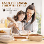 Rorecay Banneton Bread Proofing Baskets Set of 2, 10 Inch Oval Cane Sourdough Bread Rising Basket Bowls with Sourdough Bread Lame Dough Scraper Basting Brush for Sour Dough Proofing Fermentation