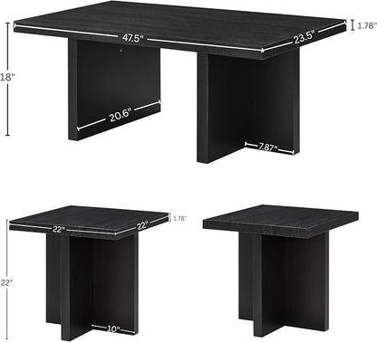Roundhill Furniture Mchome 3-Piece Coffee Table Set, Coffee Table and Two End - Image 14