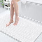 Arotive Luxury Chenille Bathroom Rug Mat, Extra Soft Thick Absorbent Shaggy Bath Rugs, Non-Slip Machine Wash Dry, Plush Bath Mats for Bathroom, Shower and Tub, 54x24, White