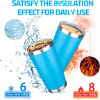 20oz Tumbler with Lid Double Wall Vacuum Insulated Travel Coffee Mug Stainless Steel Thermal Cup Powder Coated Sturdy Coffee Tumbler for Hot and Cold Beverage (Baby blue,1)
