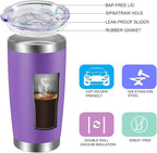 VEGOND 20oz Tumbler with Lid and Straw Stainless Steel Tumbler Cup Bulk Vacuum Insulated Double Wall Travel Coffee Mug Powder Coated Coffee Cup(Purple 12 Pack)
