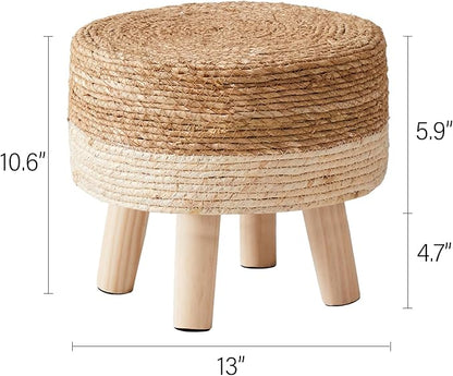 Cpintltr Foot Stool Natural Seagrass Hand Weave Poufs Round Ottoman - Image 3