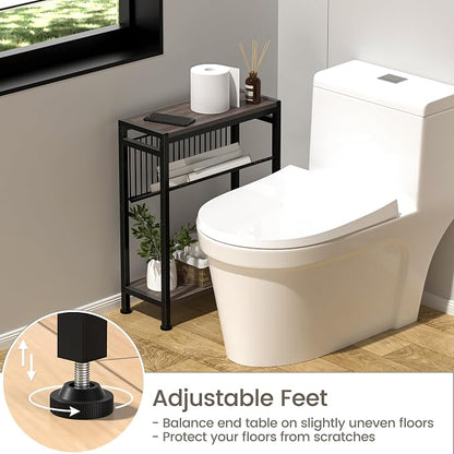 Small Side Table Set of 2 for Small Space, 3-Tier Narrow End Tablewith Magazine - Image 8