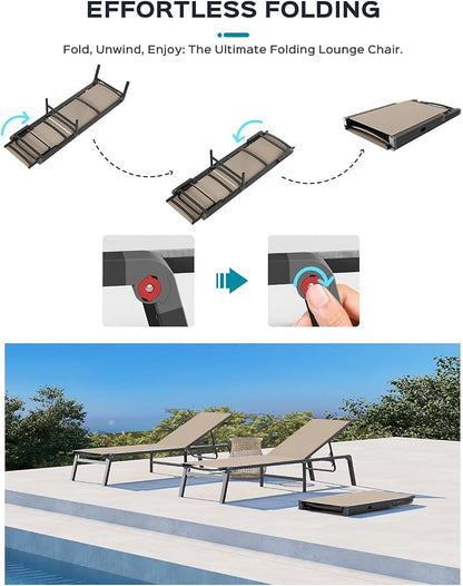 Patio Chaise Lounge Chair, Foldable Lounge Chair - Image 3