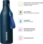 BJPKPK Insulated Water Bottles, 25 oz Stainless Steel Metal Water Bottle with Strap, BPA Free Leak Proof Thermos, Mugs, Flasks, Reusable Water Bottle for Sports & Travel, Navy Blue