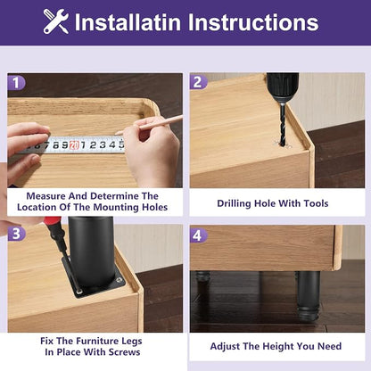 4 Inch Metal Furniture Legs Stainless Steel Adjustable Legs Black Metal Legs - Image 6