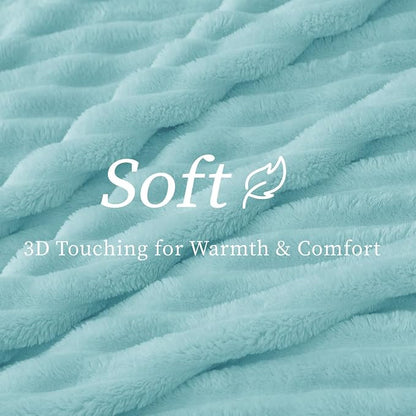 BEDELITE Striped Fleece Throw Blanket, Cloud Blue, Soft Cozy, Lightweight Warm - Image 4