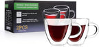 CNGLASS Mothers Day Gifts for Mom,Double Wall Heart Shaped Glass Coffee Mugs 5oz(Set of 2),Insulated Clear Tea Cups with Handle,Unique Glass Espresso Mugs for Coffee,Cappuccino,Latte,Milk