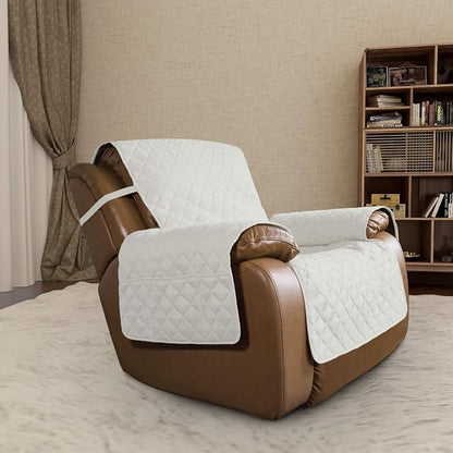 Easy-Going Reversible Couch Cover, Oversized Recliner, Ivory/Ivory | Machine - Image 2