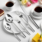 20-Piece Stainless Steel Flatware Set, Service for 4 — 4 × 5-Piece Place Settings (Knife, Dinner Fork, Salad Fork, Dinner Spoon & Teaspoon), Mirror-Finish, Dishwasher Safe Silverware