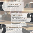 51mm Espresso Accessories Kit 2-in-1 Coffee Distributor and Tamper Leveler, WDT Tool and Magnetic Dosing Funnel for 51 mm Portafilters