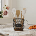 YINMIT K Cup Holder Organizer, Rustic Coffee Pod Holder Organizer, 35 Kcup Holder for Counter with Handle，Large Capacity Black Wire Coffee Capsule Basket for Kitchen Office Desktop (Circular Grid)
