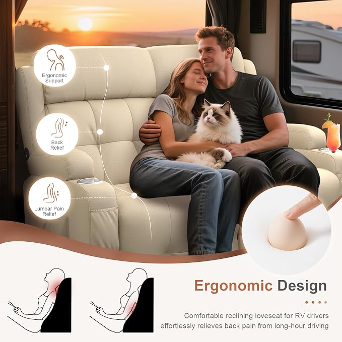 RV Loveseat Recliner Sofa, Wall Hugger Recliners - Image 4