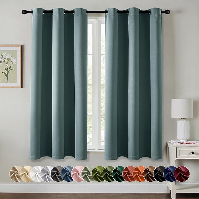 MIULEE Blackout Curtains for Bedroom 2 Panels 40 x 54 Inch Long Dusty Blue | by MIULEE