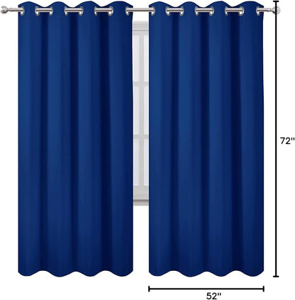 Blackout Curtains 52 x 72 inch/Royal Blue Curtains Set of 2 Panels/Thermal - Image 9