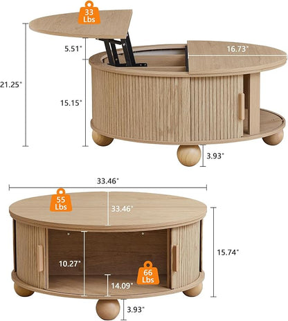 Fluted Round Lift Top Coffee Table - Image 2