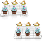 P&P CHEF Baking Cooling Rack Set for Cooking Roasting, 4-Piece Stainless Steel Wire Racks for Oven Use, Healthy & Dishwasher Safe, Rectangle, 9.7 Inch