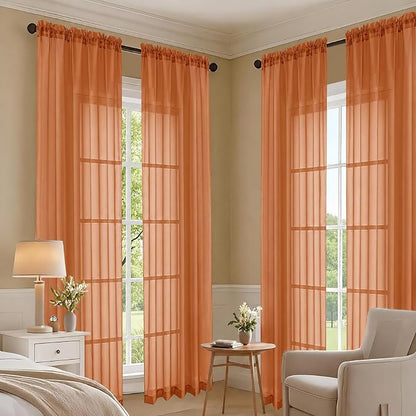 Orange Bedroom Curtains 2 Panel Sets 90 Inch Length, 59 Inch Extra Wide Light - Image 7