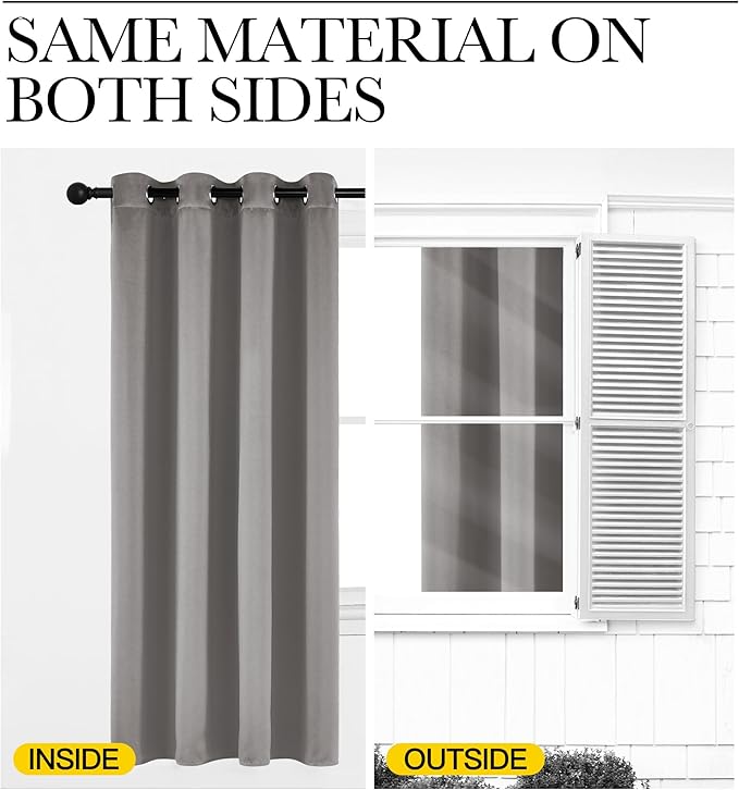 NICETOWN Chrome Gray Bedroom Curtains 63 inch Length 2 Panels, Grommet Window - Image 6