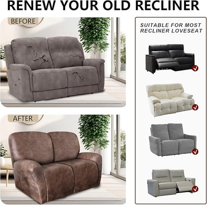 ANARACHON Loveseat Recliner Cover Leather Look Recliner Loveseat Covers - Image 6