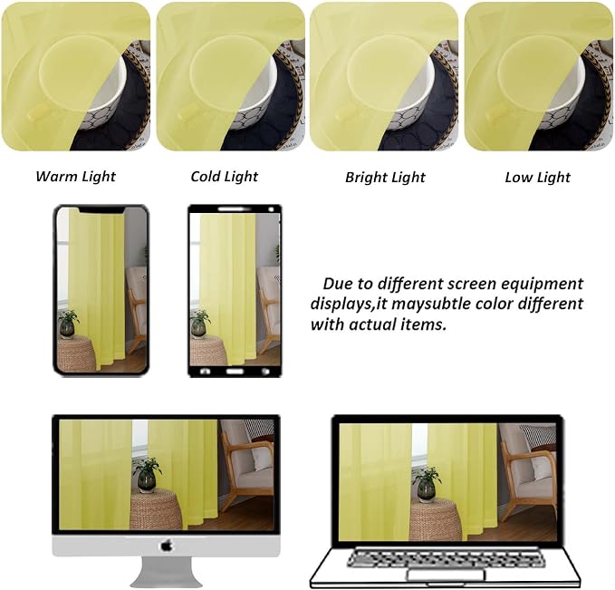 Chyhomenyc Sheer Curtains 54 Inch Long 2 Panels Set, Light Filtering Short Soft - Image 8