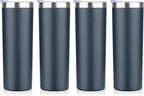 HASLE OUTFITTERS 20 oz Skinny Tumblers Bulk Set, Stainless Steel Insulated Slim Tumblers with Lids, Reusable Double Wall Travel Coffee Mugs, Durable Powder Coated Travel Water Cups(Navy, 4)