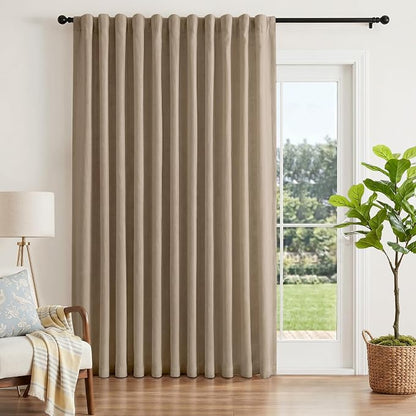 INOVADAY Extra Wide 100% Blackout Linen Curtains 102x84 Burlywood Birch | Linen by INOVADAY