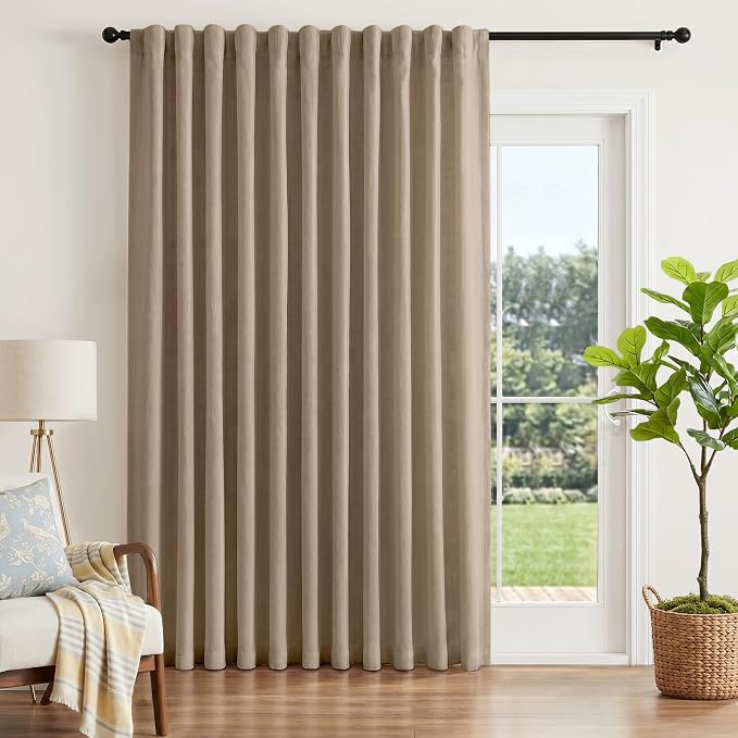 INOVADAY Extra Wide 100% Blackout Linen Curtains 102x108 Burlywood Birch | by INOVADAY