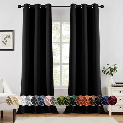 MIULEE Blackout Curtains for Bedroom 2 Panels 40 x 90 Inch Long Black | Thermal by MIULEE