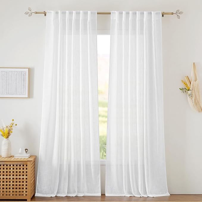 RYB HOME Sheer Curtains 108 inches, Extra Long Floor to Ceiling Curtains | by RYBHOME