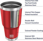 WETOWETO 30 oz Insulated Tumbler With 2 Lids and 2 Straws, Stainless Steel Double Vacuum Coffee Tumbler Cup, Powder Coated Travel Mug for Home, Office, Travel, Party (Harvest Red, 1 Pack)