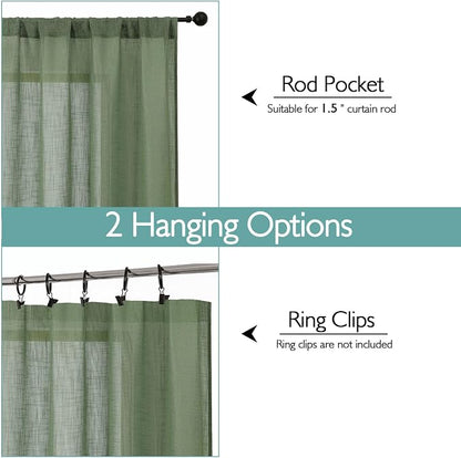 Chyhomenyc Semi Sheer Curtains 63 Inch Length 2 Panels - Image 4