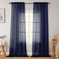 Navy Blue Sheer Curtains for Bedroom Living Room 96 Inches Long 2 Panels by WelvetBLK