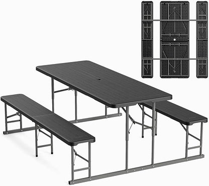 VINGLI Folding Picnic Table and Bench Set, Portable Outdoor Dining Furniture by VINGLI