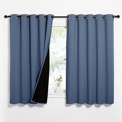 NICETOWN 100% Blackout Curtains 63 inches Long, Pair of Energy Smart & Noise by NICETOWN