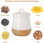 Hasense Ceramic Food Storage Container, Porcelain Kitchen Canisters with Airtight Lid, 35 OZ Coffee Canisters for Kitchen Counter, Candy Jar for Tea, Sugar, Salt and More, Farmhouse Decor, White