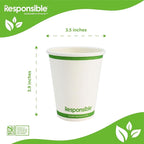 10 oz Paper Hot Cups, Tree-Less™ Compostable Paper Coffee Cups, Extra Strength, Tree-Free and Made Without PFAS, White (1000 Count)