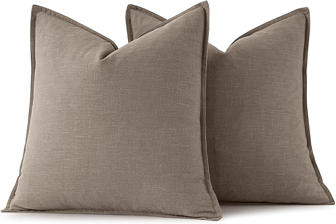 MIULEE Decorative Linen Pillow Covers 18x18 Inch Dune | Boho Farmhouse​ ​Fall - Image 6