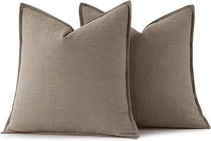 MIULEE Decorative Linen Euro Sham Pillow Covers 24x24 Dune | Boho Farmhouse​ - Image 6