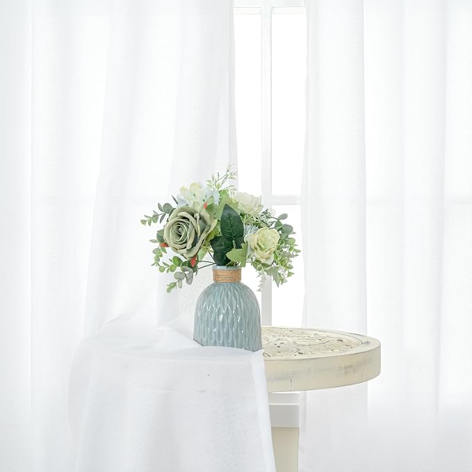 YoungsTex White Linen Curtains 34x48 Inch Length - Image 3