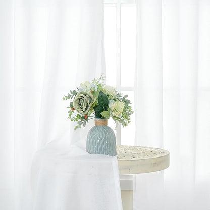YoungsTex White Linen Semi Sheer Curtains 42 X 63 Inch Length 2 Panels | Light - Image 5