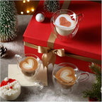 CNGLASS Mothers Day Gifts for Mom,Double Wall Heart Shaped Glass Coffee Mugs 8.5oz,Insulated Clear Tea Cups with Handle,Unique Glass Espresso Mugs for Coffee,Cappuccino,Latte,Milk,Set of 2